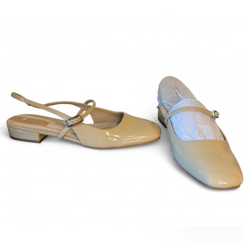 Franco Sarto Destin Slingback Flats Taupe Patent Size 10 New in Box